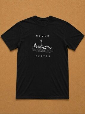 Gildan Black 'Never Better' Skeleton Graphic T-Shirt